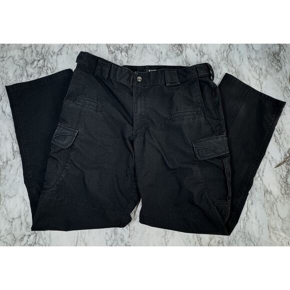 5.11 Tactical Stryke Pants Mens 36x32 Black Ripstop Cargo Pocket Stretch Utility - Picture 1 of 11